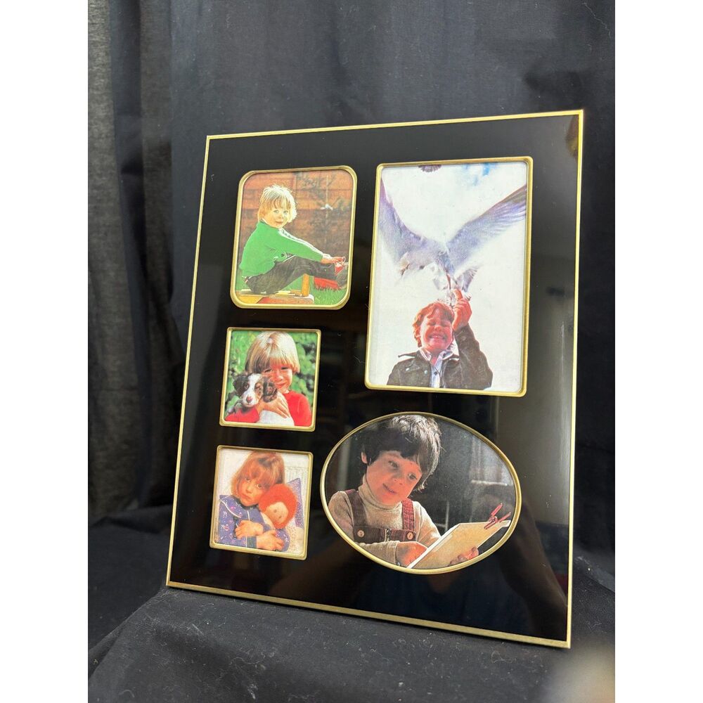 Vintage Black Gold 5 Opening Collage Picture Frame 8x10 Tabletop Wall